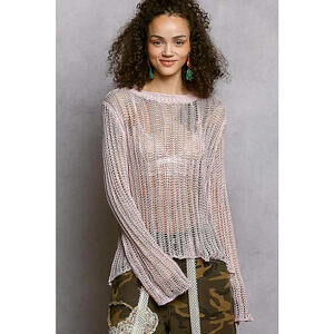 Openwork Round Neck Knit Cover Up